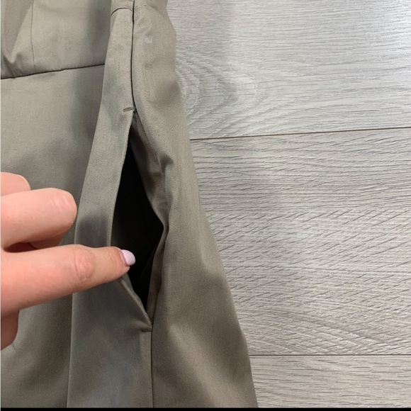 REISS Rakele Front Pleat Khaki Dress - Picture 7 of 16